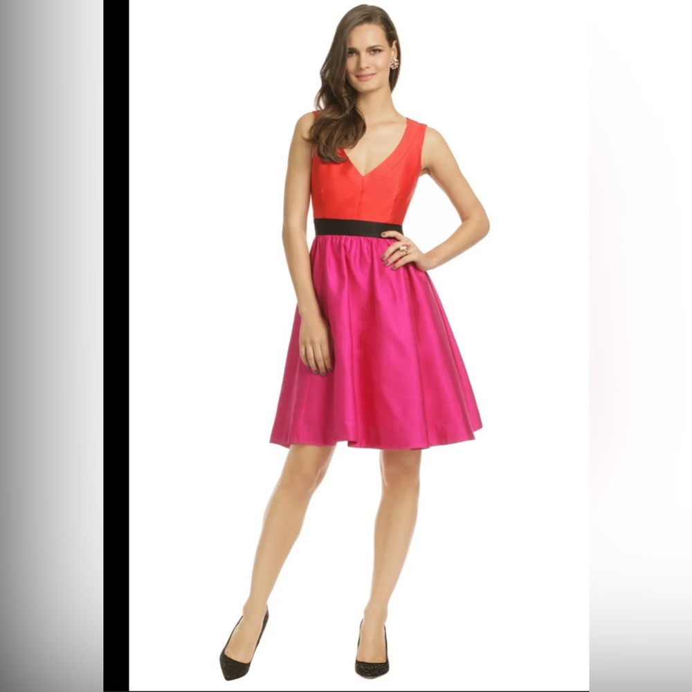 Kate Spade Citrus Candy Pop Dress Red Pink Silk Blend Fit & Flare Size 10